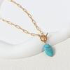 Ins Fashionable Versatile Necklace for Women Natural Stone Turquoise Paperclip Chain Necklace