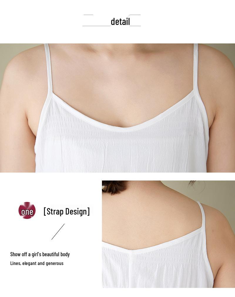 2025 Summer Cotton Linen Dual-Layer Midi Dress - Irregular Hem Literary Style