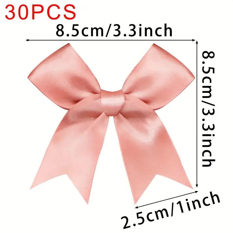 30Pcs Ribbon Bow Pink White Gift Tie Bow Applique Wedding Decoration Bow Patch DIY Decoration
