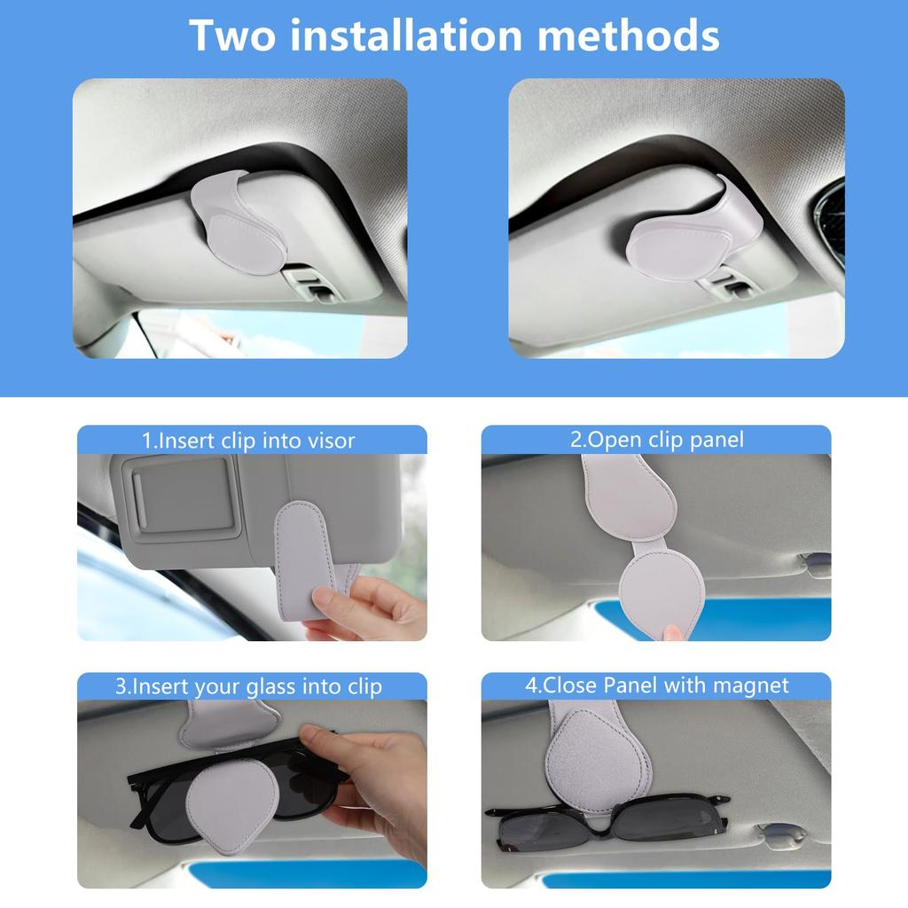 GeeRic 2-Pack Car Eyeglass Clips, Car Storage, Sunglasses Clip, Glasses Holder, Car Sun Visor,