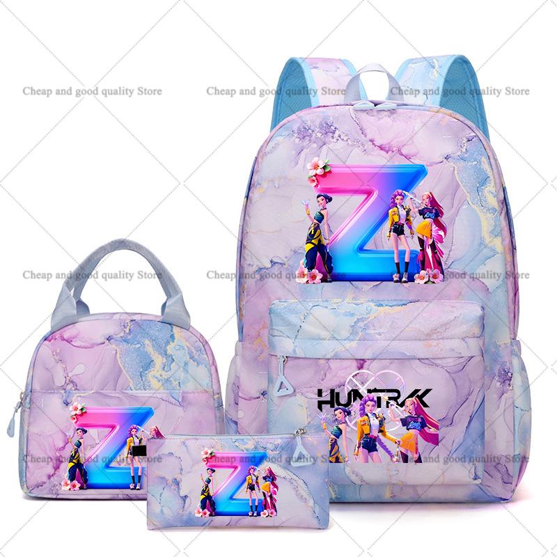 3PCS KPop Demon Hunters Backpack Lunch Bag Set School Bag Pencil Case Girl Back To School Perfect Gift Leisure Mochila Teens Travel Bags