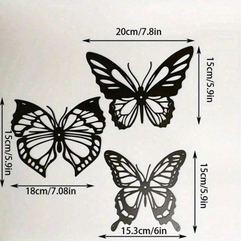 

Metal Butterfly & Wrought Iron Wall Art Set of 3, Vintage Home Decor for Living Room Bedroom, Rustproof Waterproof Wall Hanging Ornament разноцветный