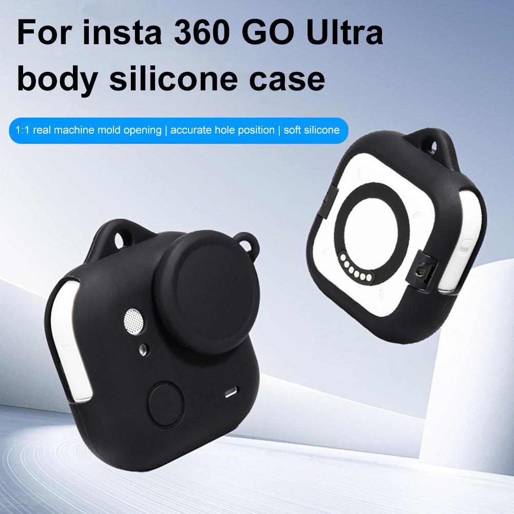 Silicone Protective Case For Insta360 GO Ultra Body Cover Lens Guards Cap With Anti-lost Straps Accessories Soft Body Case