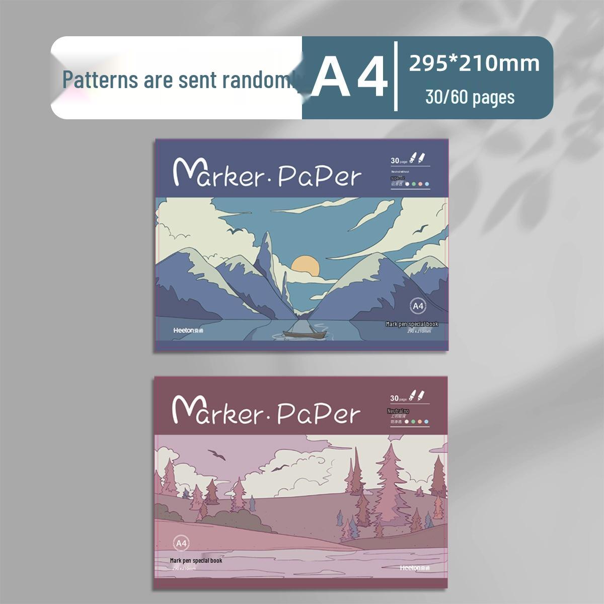 Xitong Thick Marker Paper Art Notebook, A3 & A4 Non-permeable Coloring Sketchbook.