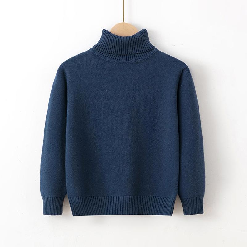 Children's Sweaters Autumn and Winter Pure Cotton Line Boys and Girls Baby Pullover Turtleneck Bottoming Sweater