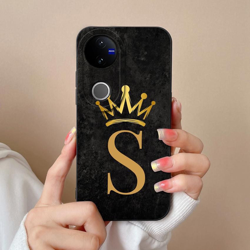 Case For Vivo V50 V40 V30 Lite V20 V21 V30e Fashion Crown Letters Phone Covers Screen Protector Liquid Silicone Dustproof Shell For Vivo Bumper Casing