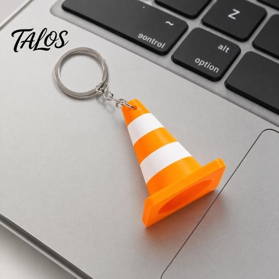 Hanging Traffic Cone Keychain 3D Printed Keychain, Orange White Mini Decor with Keyring, Schoolbags Handbags Backpacks Charm Pendant Keyring