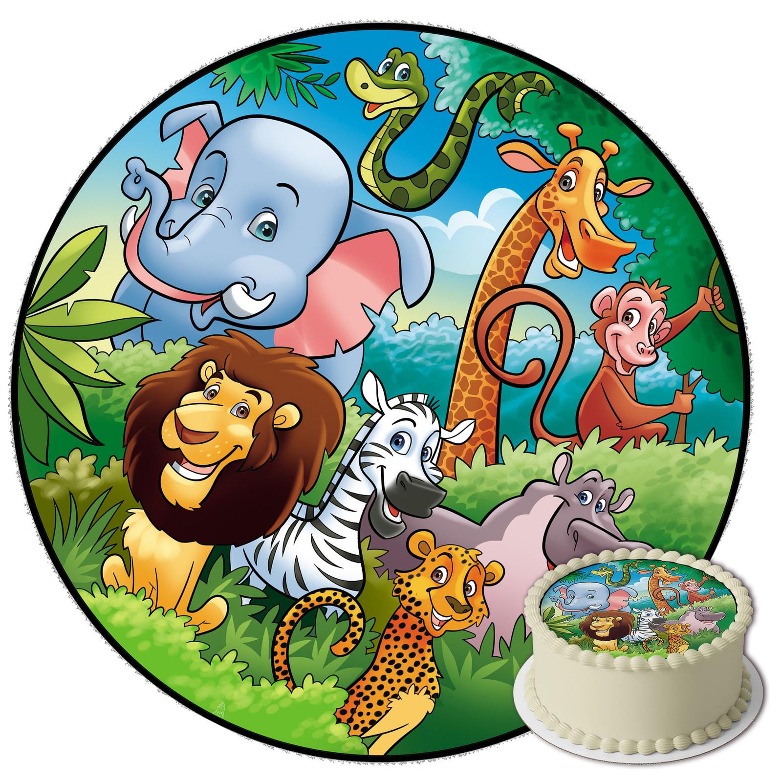 Opłatek Pe Tort Motiv Safari 20 Cm - Veganesc, Fără Gluten, Rotund, Tăiat