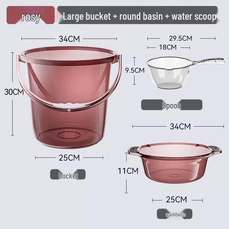 Förtjockad Transparent Plasttunna med Lock: Hushållsvattenförvaring, Tvätt- och Studentrums-användning