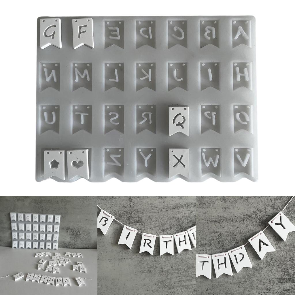 Silicone Alphabet Banner Mold Hand-Making Pendant Moulds Silicone Texture Suitable for Wall Decoration and Art Crafting