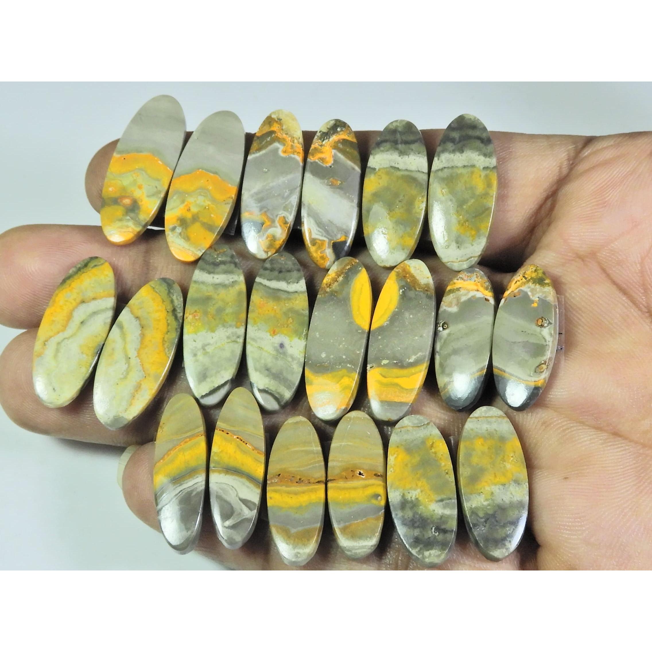 

8X21-10X26MM Natural Bumble Bee Jasper Pair Oval Cabochon Gemstone 10PairLot C-124
