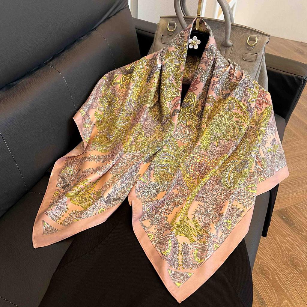 Square scarf 91CM large square scarf imitation silk satin scarf temperament women's shawl scarf headscarf windproof silk scarf thin
