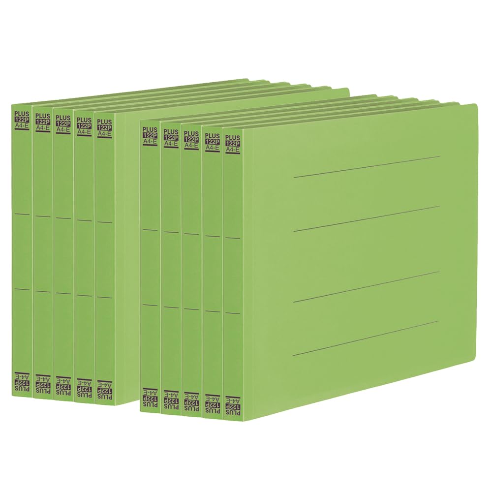 Plus PP Flat A4 Leaf File, Horizontal, Green, 10-pack, NO.122P 98-354×10