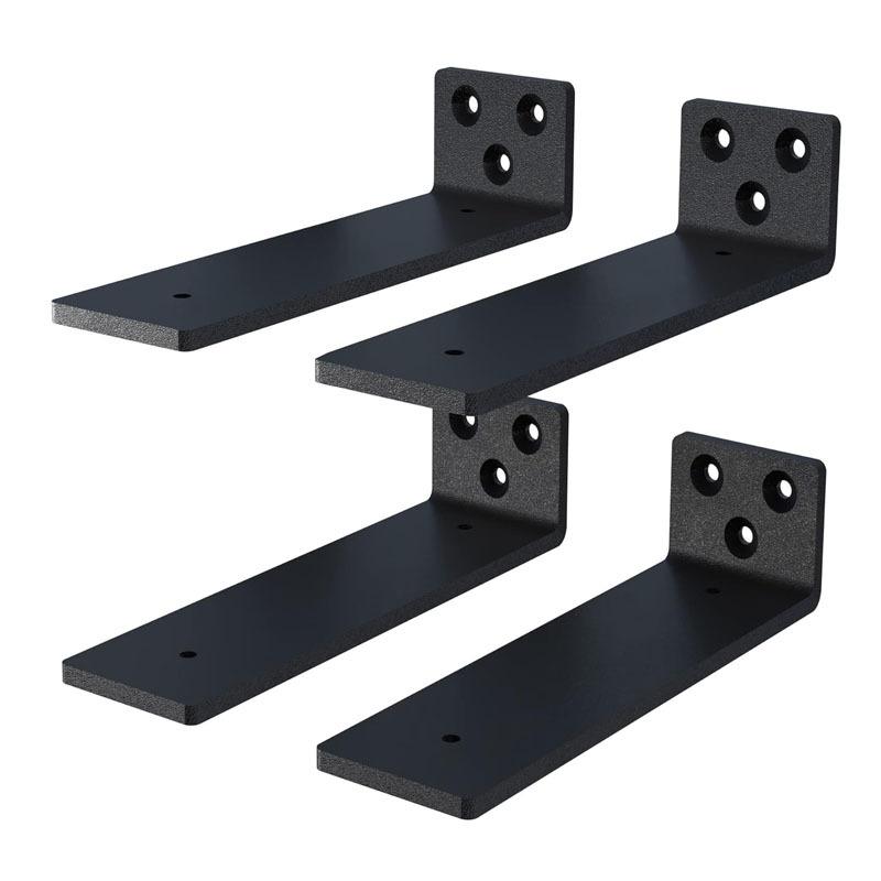 1 Set 4Mm Thicked Invisible L-Shaped Brackets Heavy Duty Cast Iron Floating Shelf Brackets For Kitchen Shelves Support