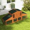 Hutch Cage for Rabbits Rodents Chicken Coop XXL 2 Levels 2 Runs Droppings Tray 2.25L X 0.70W X 1H M Solid Pine Wood