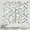 Set Of 2 Colored Imitation Glass Leaf Pattern Printed Curtains Window Decoration Home Room Curtain Polyester