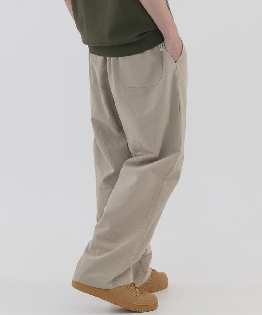 PIANER Linen-Like Semi-Wide Pants (Beige)