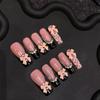10pcs Press On Nails Black French Style 3D Ribbon Knot Design for Women Reusable Press On Nails for Parties Weddings