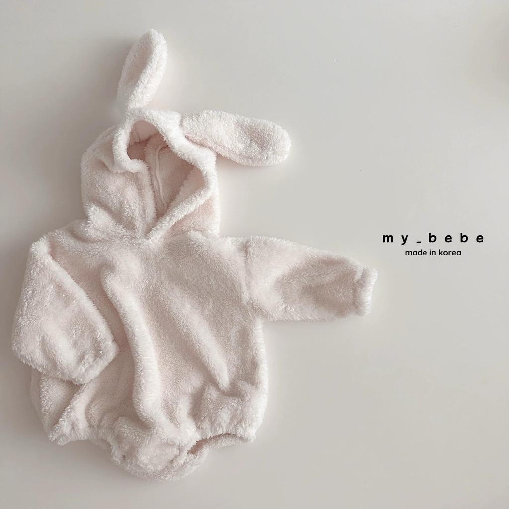 Korean Style Cartoon Lambswool Baby Jumpsuit - Hooded, Footed, Solid Color Winter Pajamas (2025)