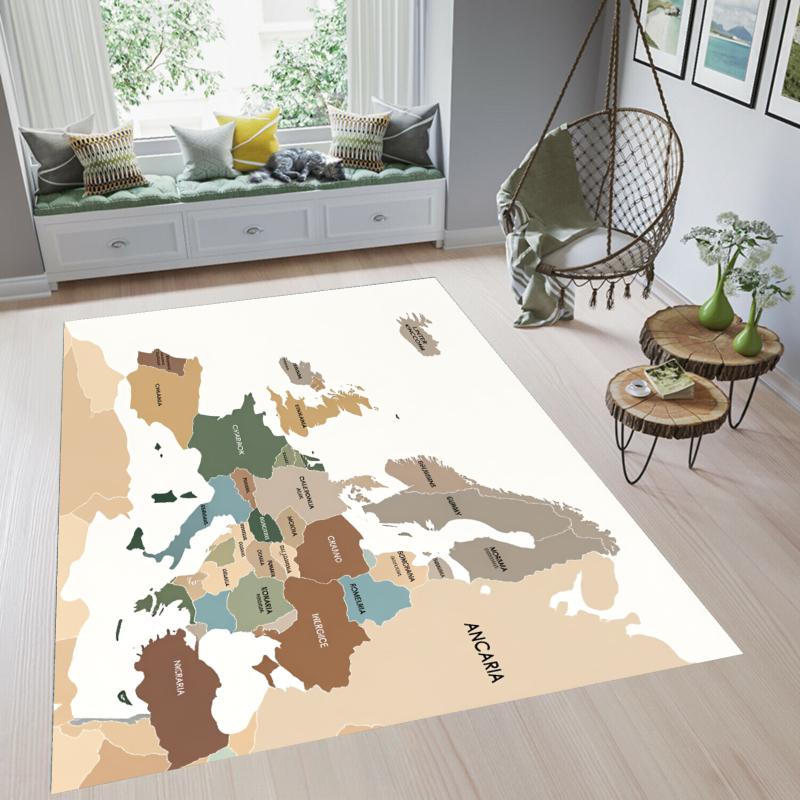 Fantasy Map Area Rug Vintage Ancaria Print, World Map Carpet for Living Room, Study Floor Mat, Gift for Gamers & Travel Lovers