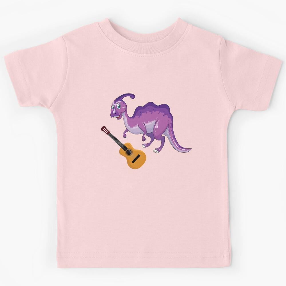 Dinosaur Playing Guitar ,Funny Good Purple Dinosaur Guitar Lovers Art Kids T-Shirt 120