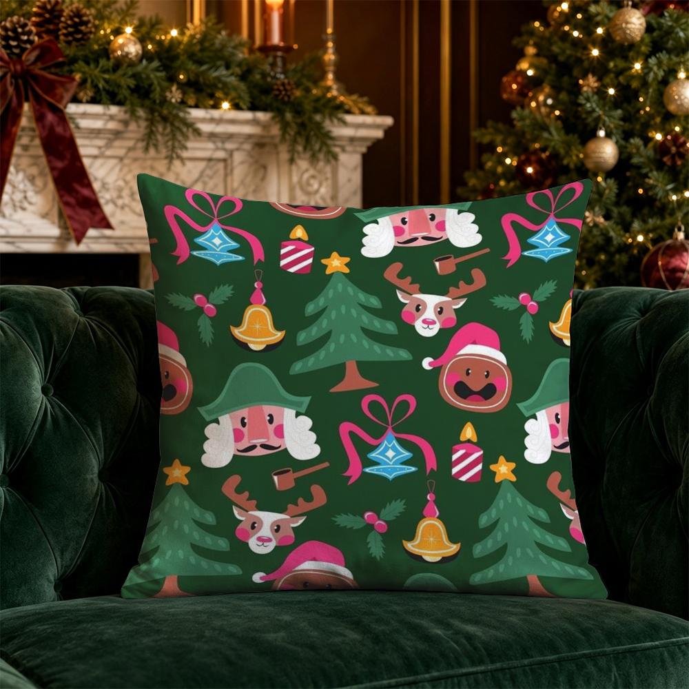 Christmas Cute Throw Pillow Covers Pattern Cushion Cover Suitable for Sofa Bedroom Car Pillow Cover