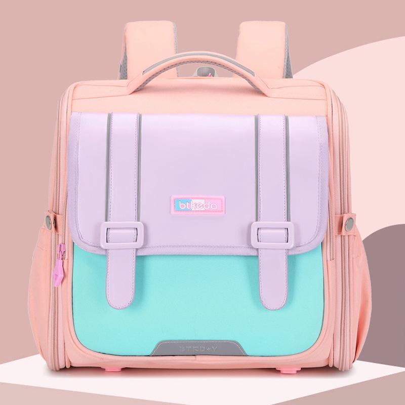 British-Style Lightweight Backpack for Elementary Students: 1-4 Grades, Spine Protection, Large Capacity