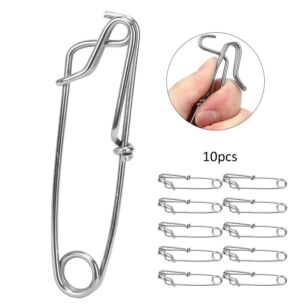 10Pcs Stainless Steel Longline Branch Hangers Snap Clip Tuna Clamp Fishing Tackle 2.6X100mm