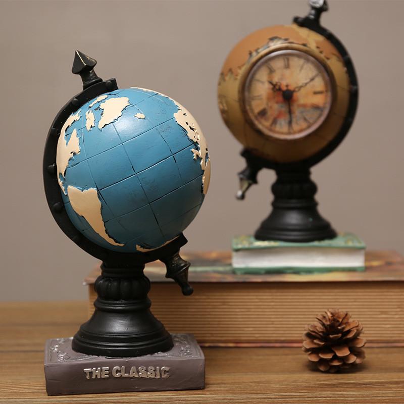 Clock Resin Globe Ornament For Desk Decor In Living Room Or Kids Gifts Room