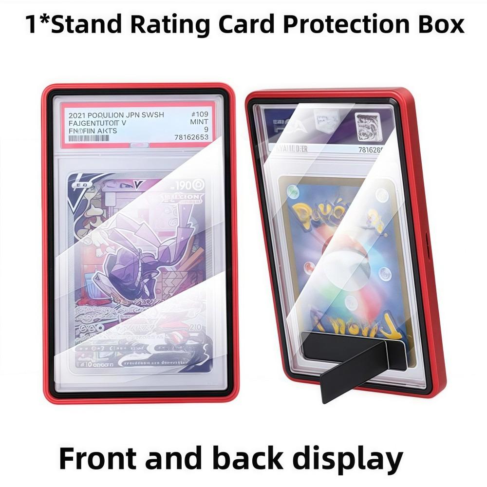2-in-1 PSA/CGC Graded Card Protective Box Transparent with Stand Metal Magnetic Case Double-sided Glass UV Protection