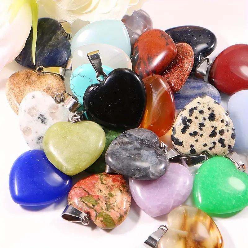 

10 шт. Подвески-сердечки из натурального камня Изысканные ювелирные аксессуары в смешанных цветах Целебные камни для изготовления ювелирных изделий своими руками