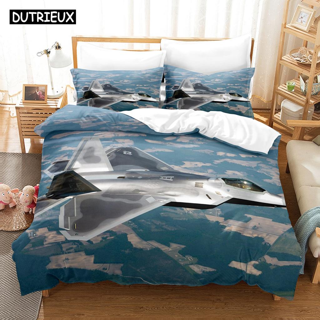 3D Jet Fighter Battle Plane  F-22 Bedding Sets Duvet Cover Set With Pillowcase Twin Full Queen King Bedclothes Bed Linen