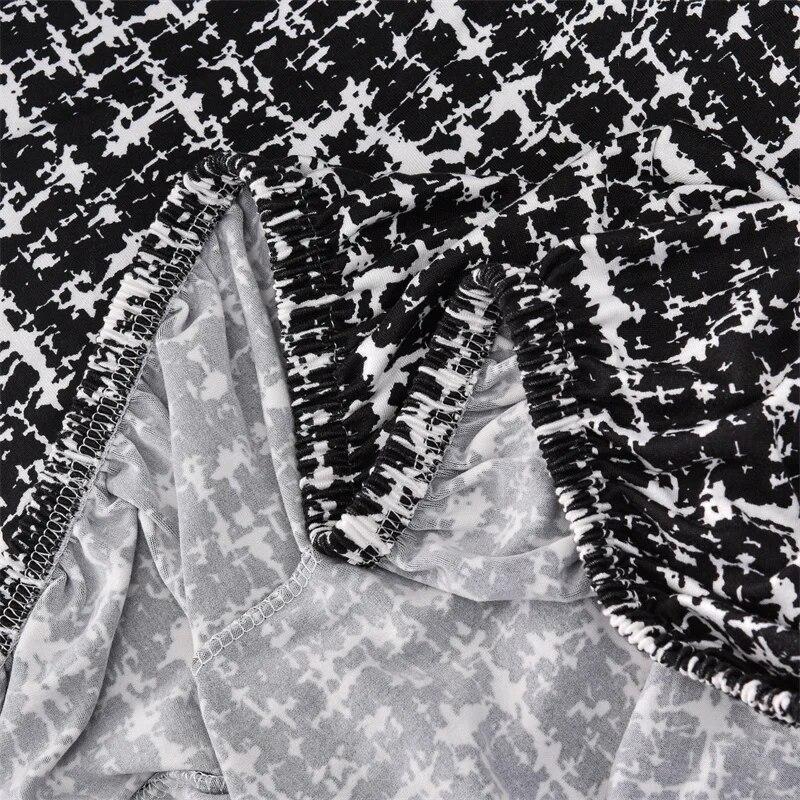 Geometrisk Kontor Datastol Trekk Blomstertrykt Kontorstol Slipcover med Glidelås Sklisikkert Roterende Spillsete Beskytter