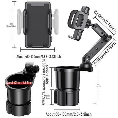 Combo Portavasos y Soporte para Teléfono para Coche Shunwei - Extensor y Limitador Dos en Uno