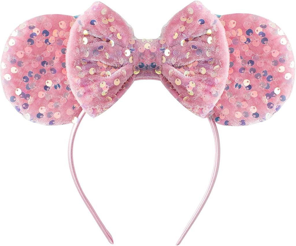 Cekinowa opaska z uszami myszki z brokatową kokardą Kostiumy cosplay Dekoracje na przyjęcie księżniczki dla dziewczynek kobiet