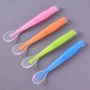 1pc Food Grade Silicone Cute Baby Feeding Tableware Non-Slip Baby Trainning Spoon with Storage Box