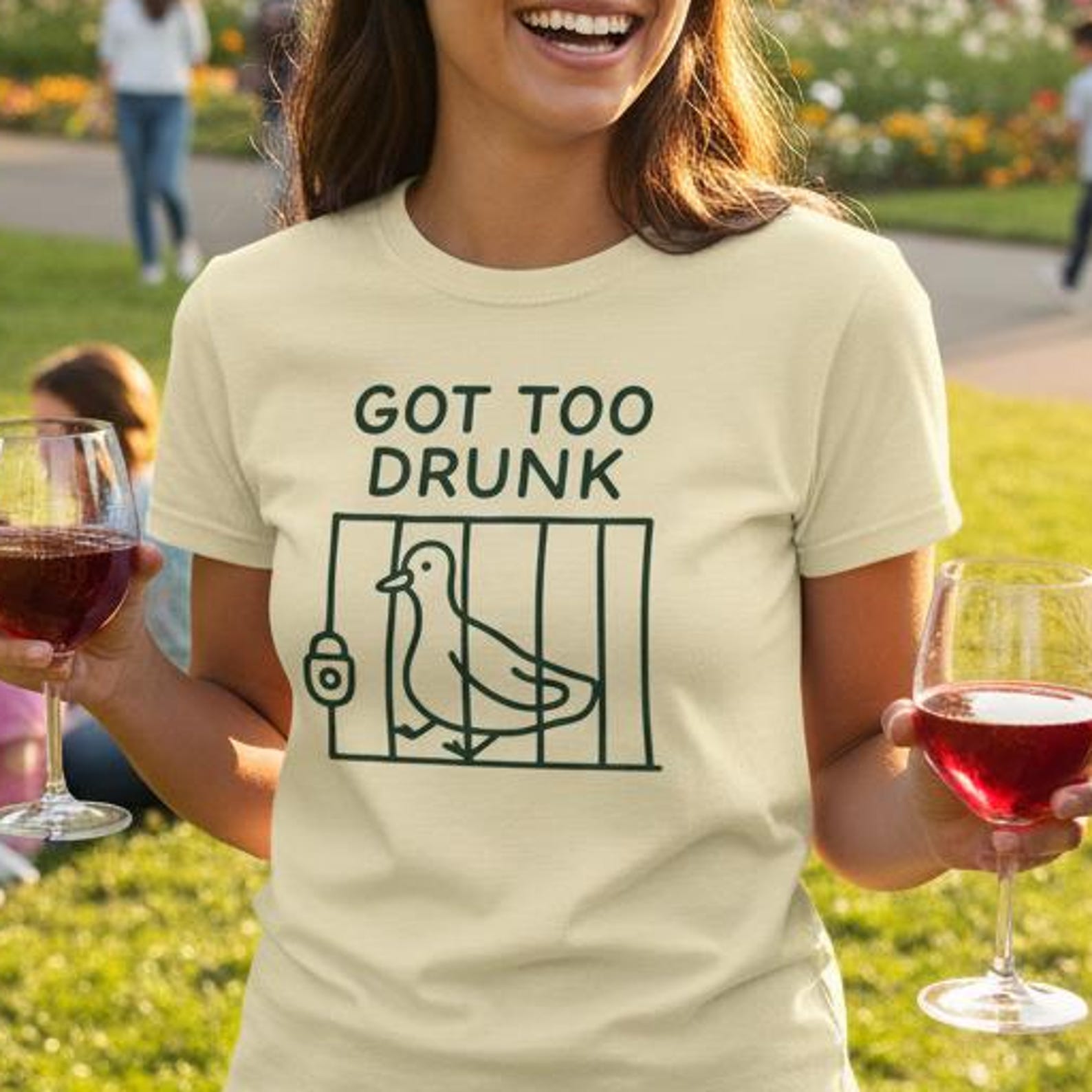 Funny Duck Shirt, Got Too Drunk T-Shirt, Quirky Hand-Drawn Doodle Tee, Unisex Soft Cotton Tee, Humorous Drinking Party Shirt M