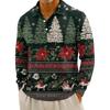 Men's Casual Christmas Print Button Long Sleeve Shirt