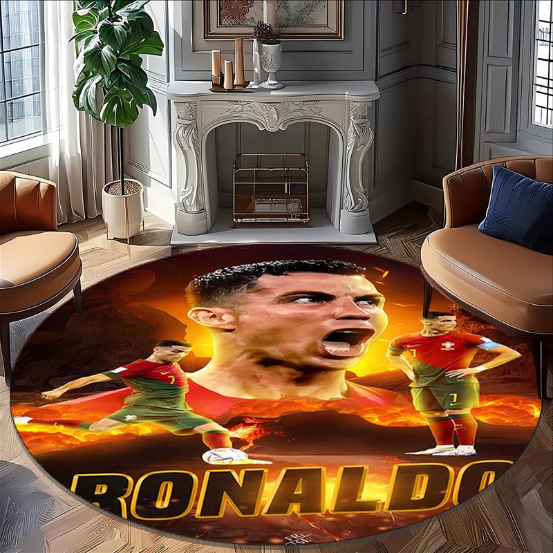 1pc Soccer 7 (4) Print Round Carpet Chair Round Carpet Suitable for Bedroom Living Room Home Decorative Carpet