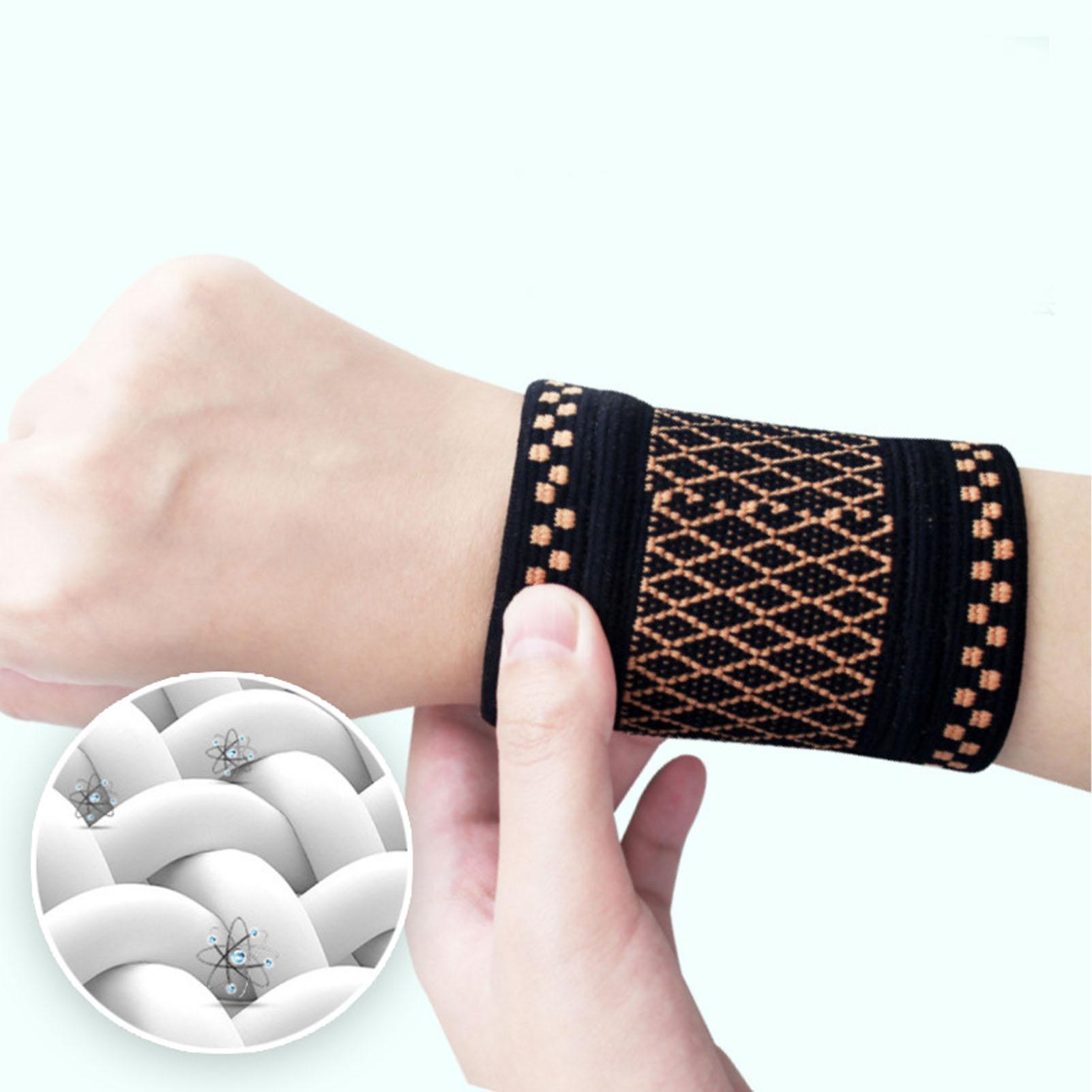 

1 Pairs Copper Wrist Compression Brace Wrist Compression Supports Elastic Coppe Sweat Absorption Nylon Knit Sports