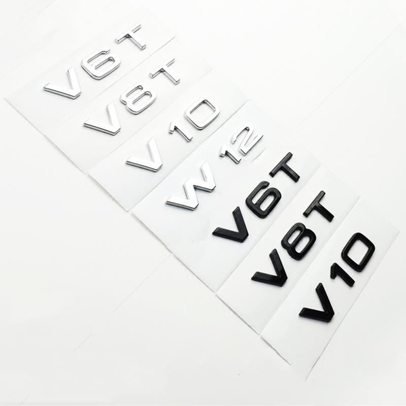 Emblemat ABS z literami i cyframi V6T V8T V10 do A4L A5 A6L A7 A8L TT RS7 SQ5 Styling samochodu Odznaka na błotnik boczna Naklejka z logo