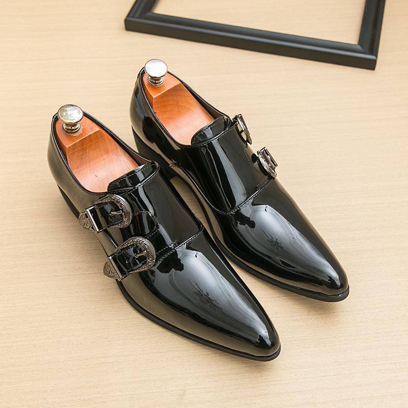 

Мужские туфли на высоком каблуке из ПУ, увеличивающие рост, с острым носком, деловые, повседневные, банкетные, для танцев 44