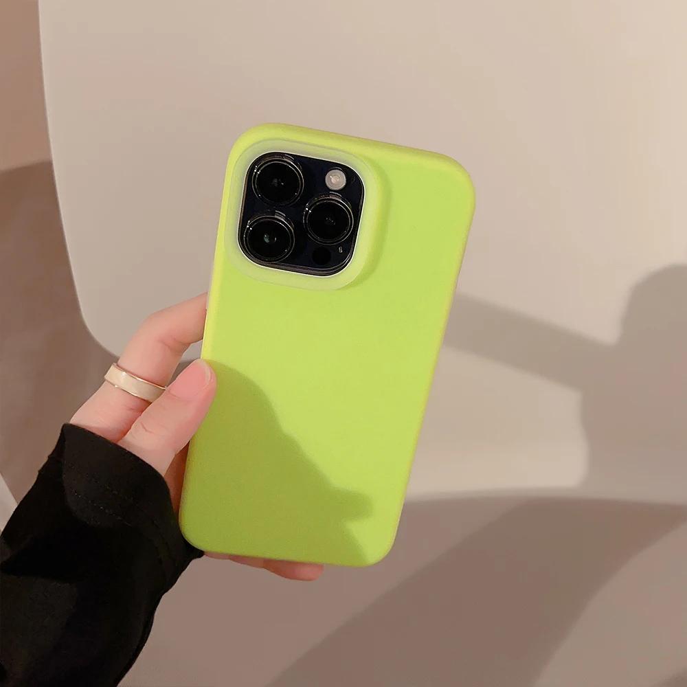 Silicone Fruit Juice Candy Color Phone Case for IPhone 15 14 13 12 Promax Liquid Jelly Trendy Full Cover 15promax Cute Simple