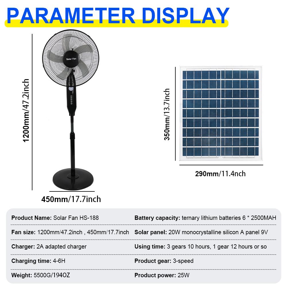 SOECOPO 10H Runtime Solar Fan with Solar Panels Blackout Emergency USB Port & Night Light 3 Speed Adjustable Portable Fan Home