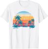 Sunset Beach Palms Summer Vibes Retro Tropical Summer T-Shirt
