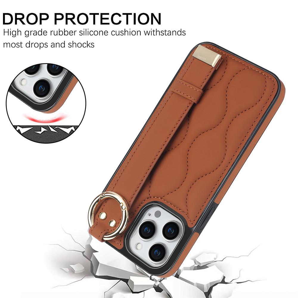 PU Leather Ring Wrist Strap Phone Case for IPhone 15 14 Plus 13 12 Mini 11 Pro Max X XS XR 7 8 Plus Holder Shockproof Cover