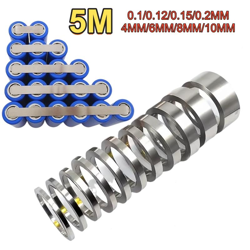 Nickel Plated Strip for 18650 21700 Battery 5m Roll 4/6/8/10mm Width for DIY Battery Pack Welding Projects