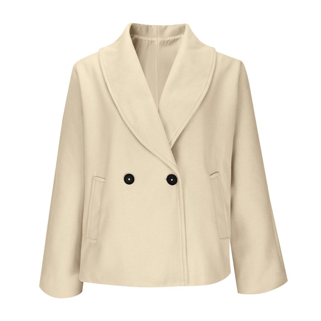 Women's Fashion Solid Color Collar Long Sleeve Pocket Button Jacket