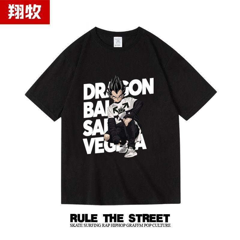 Seven Dragon Ball Beigeta Goku High Street Printed Summer Roundneck Pure Cotton ShortSleeved Tshirt