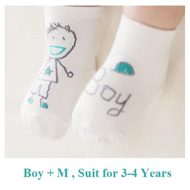

Cartoon Baby Socks Newborn Soft Cotton Baby Boy Socks White Toddler Socks for 0-4 Years 1 Pair